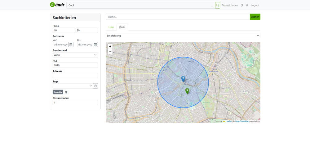 Filter locations using the map