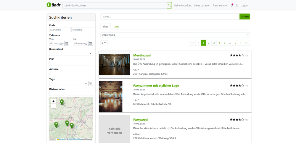 Sort locations with our recommendation algorithm