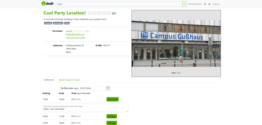 Request a location as a renter