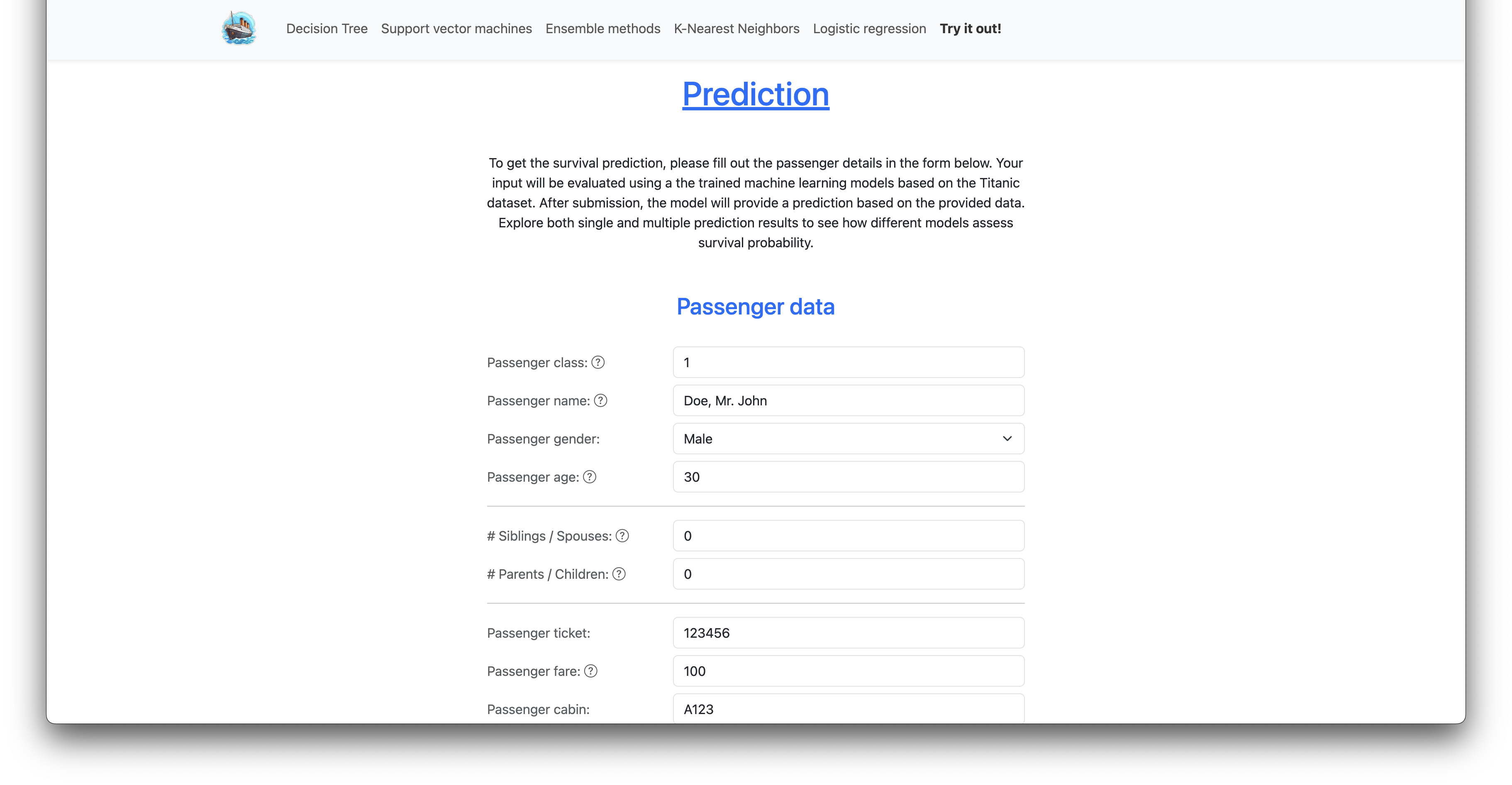 Prediction Form